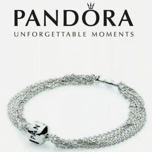 Pandora Sterling Silver Multi Strand One Clip Station Bracelet 7.5"/19cm 591701